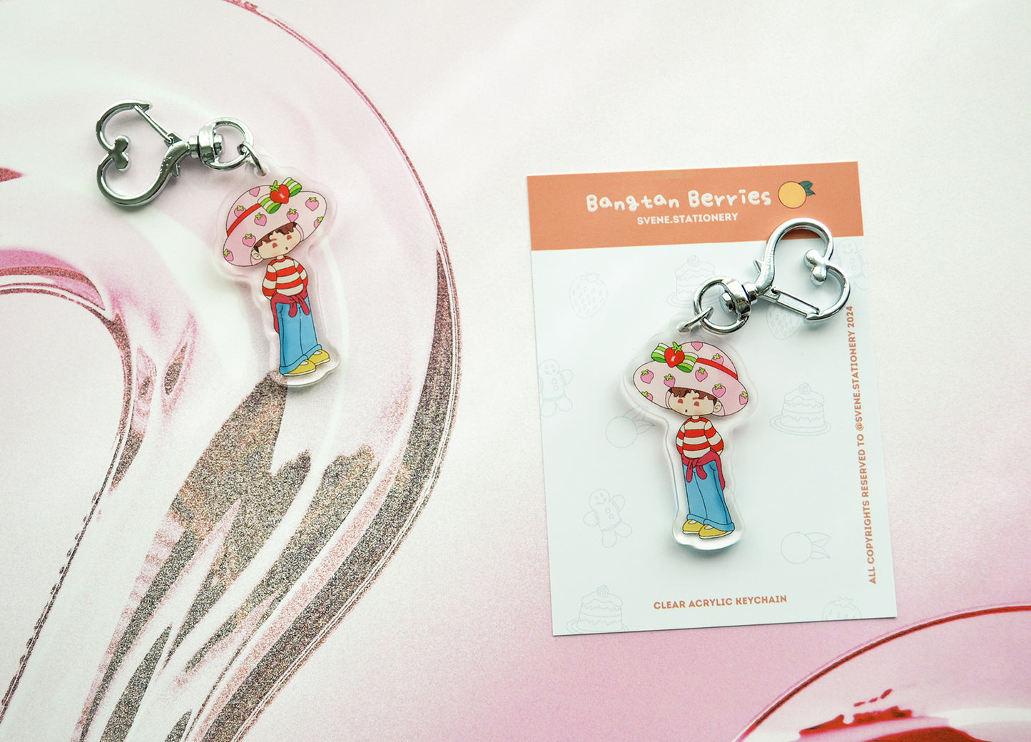 Bangtan Berries ‘ Strawberry Hope’ Clear Acrylic Keychain
