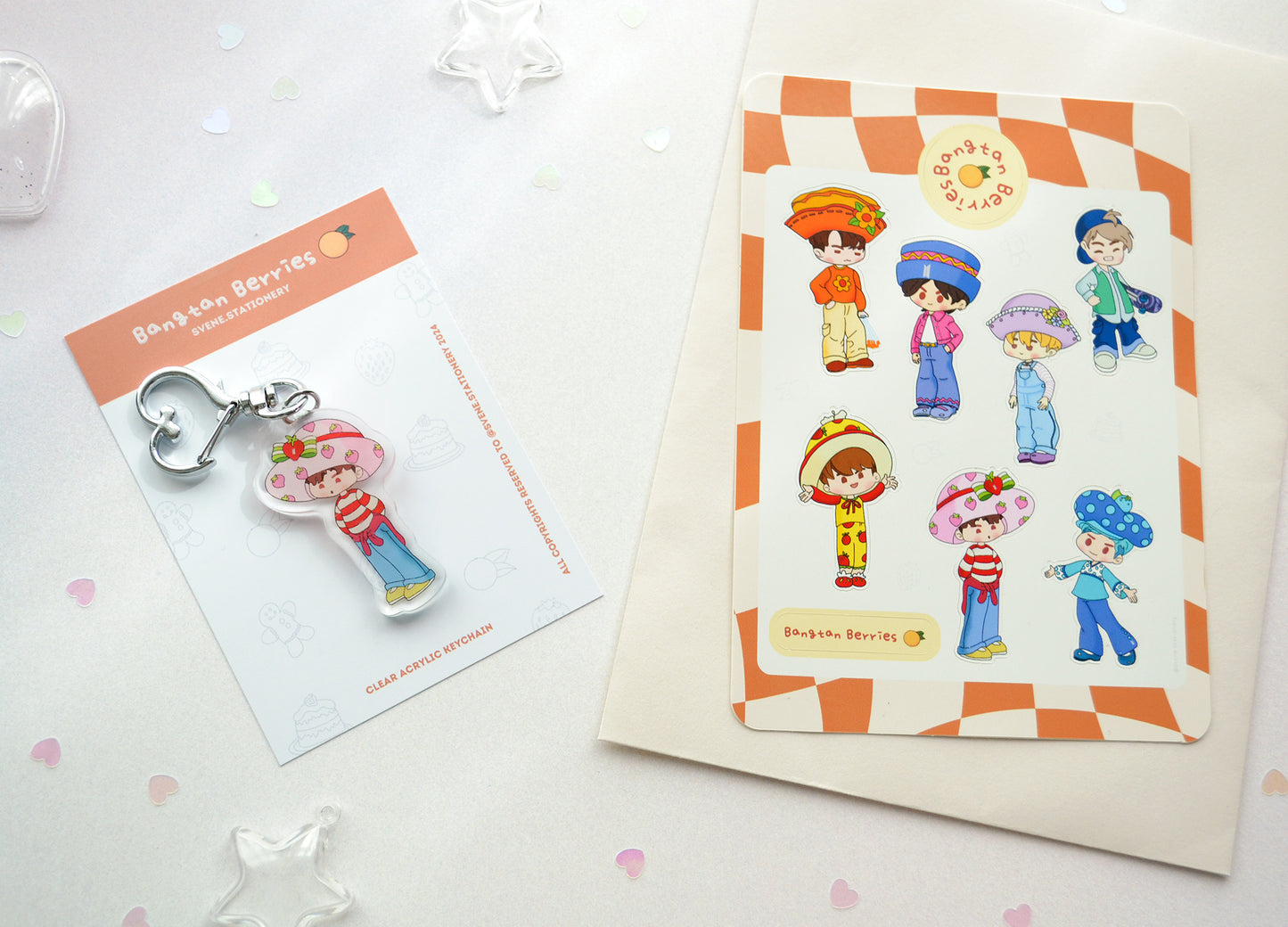 Bangtan Berries ‘ Strawberry Hope’ Clear Acrylic Keychain