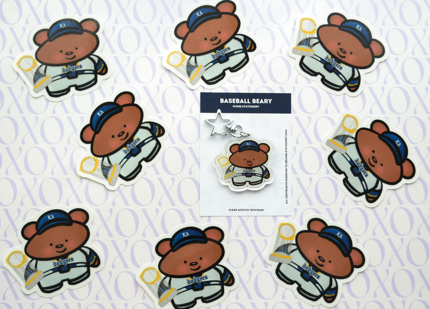 Championship Baseball Beary | Clear Acrylic Keychain
