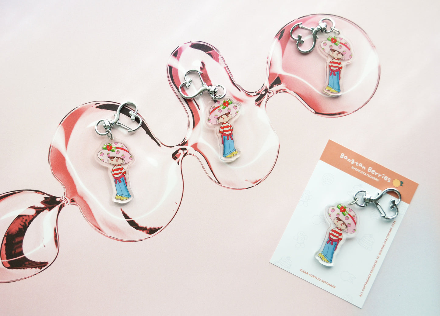 Bangtan Berries ‘ Strawberry Hope’ Clear Acrylic Keychain