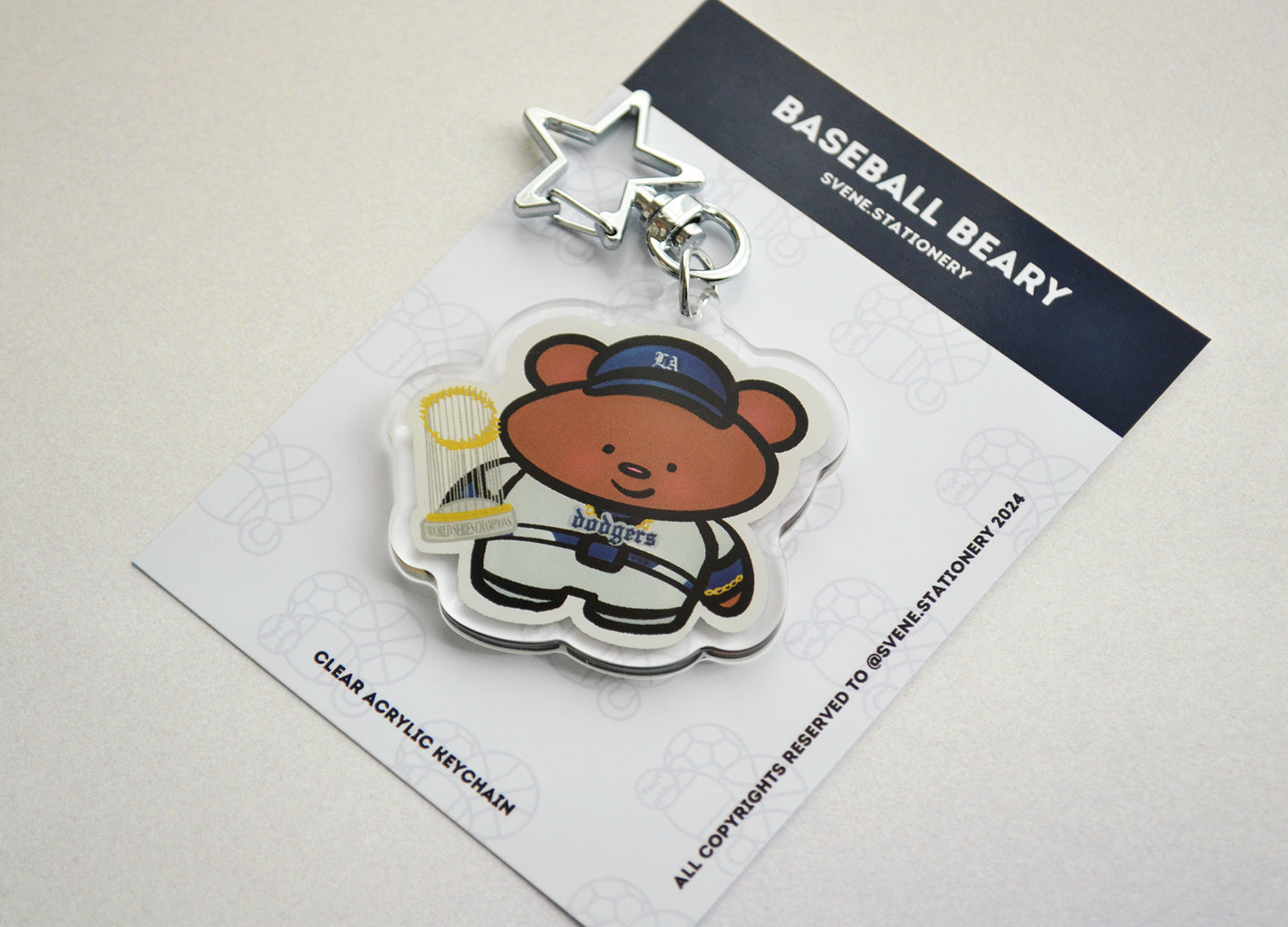 Championship Baseball Beary | Clear Acrylic Keychain