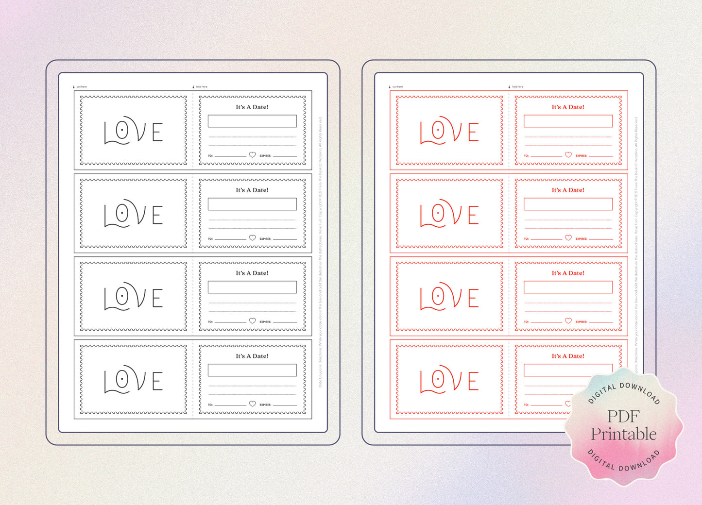 Printable Date Night Coupons | Digital Download
