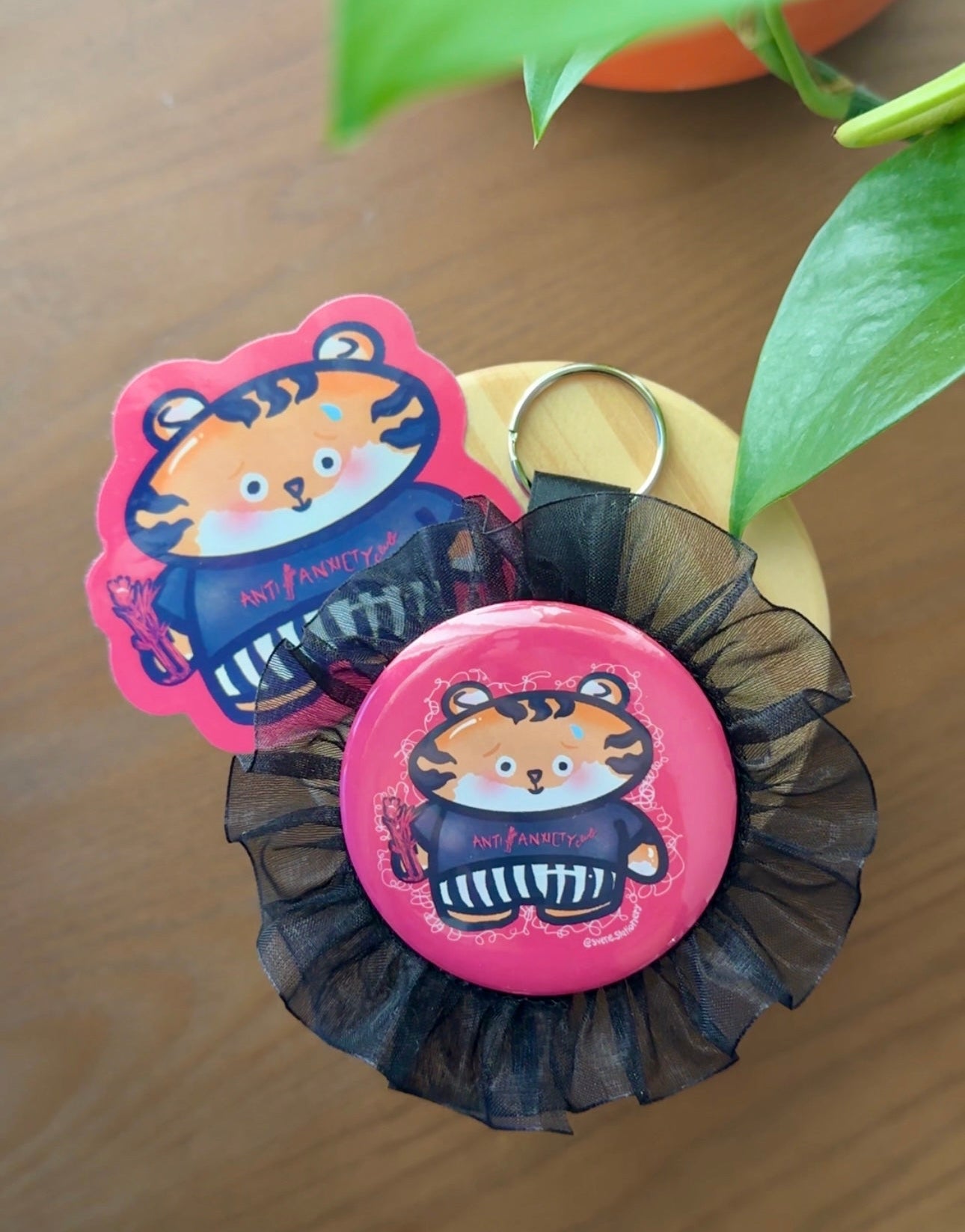 Anti-Anxiety Besties Collection | Button Ribbon Keychain/Pin Combo