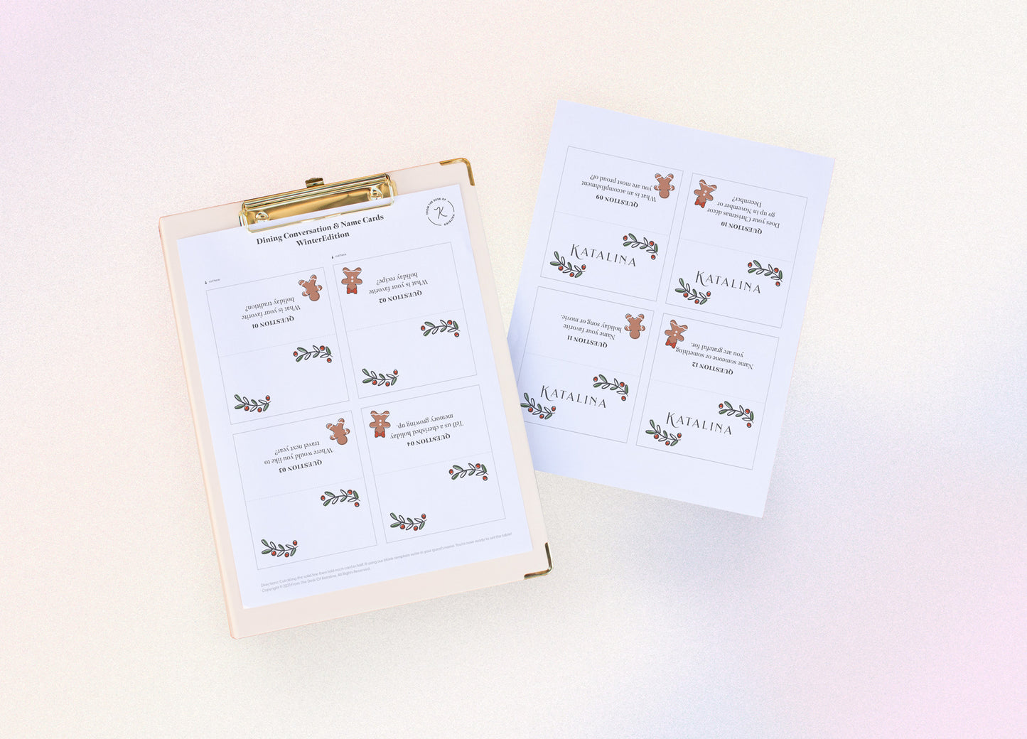 Winter Dining Conversation & Name Cards - Ice Breaker Printable | Free Personalization