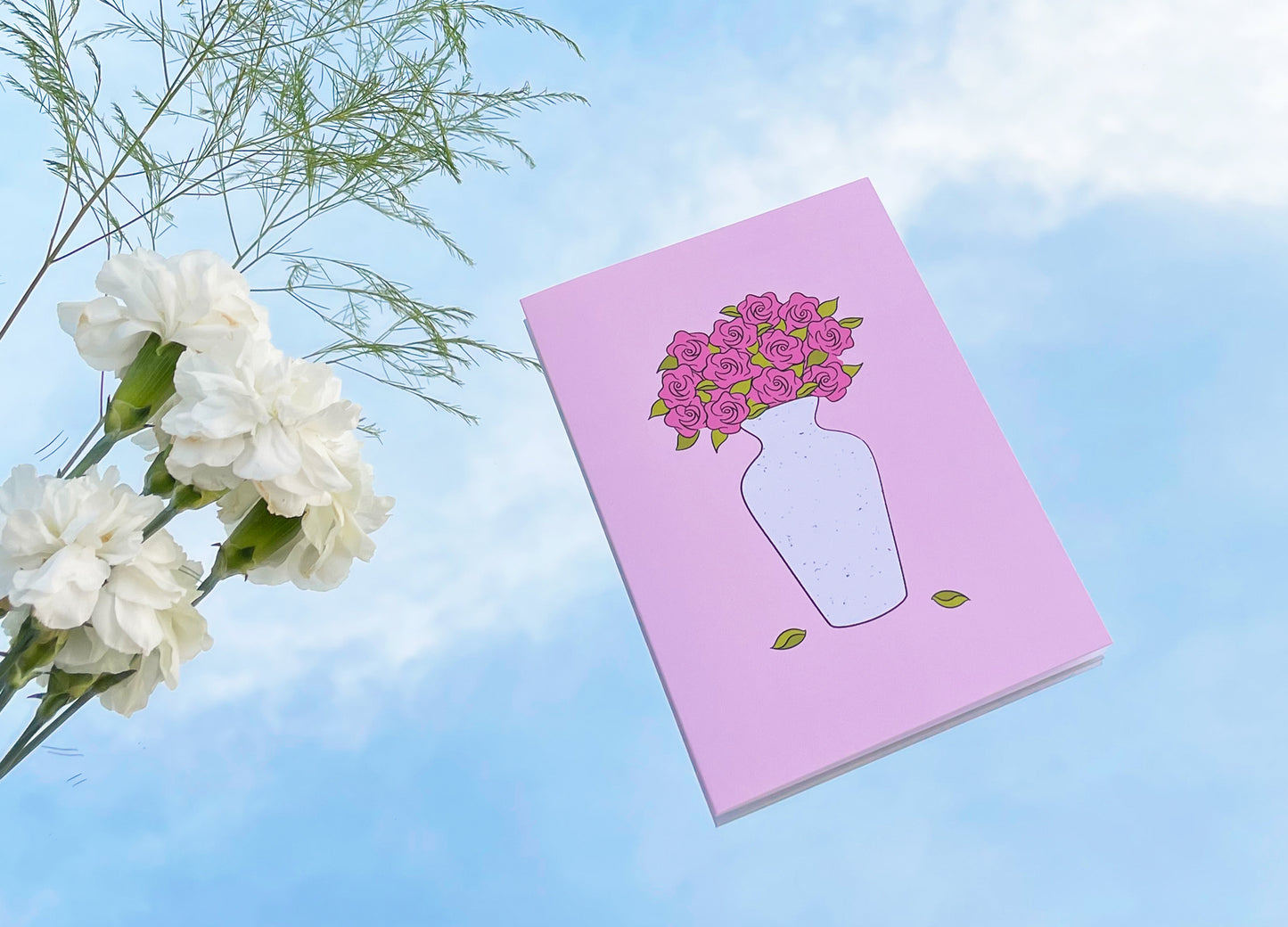 Fresh Cut Pink Roses | Greeting Card