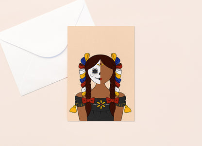 La Calavera Linda Mexican Doll | Greeting Card