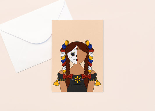 La Calavera Linda Mexican Doll | Greeting Card