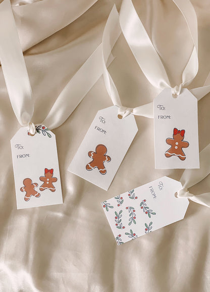 Holly & Spice Holiday Gift Tags - Set of 4 illustrated printable Christmas tags