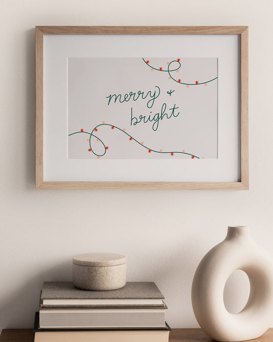 Merry & Bright Lights - Hand Lettered Printable | Digital Download