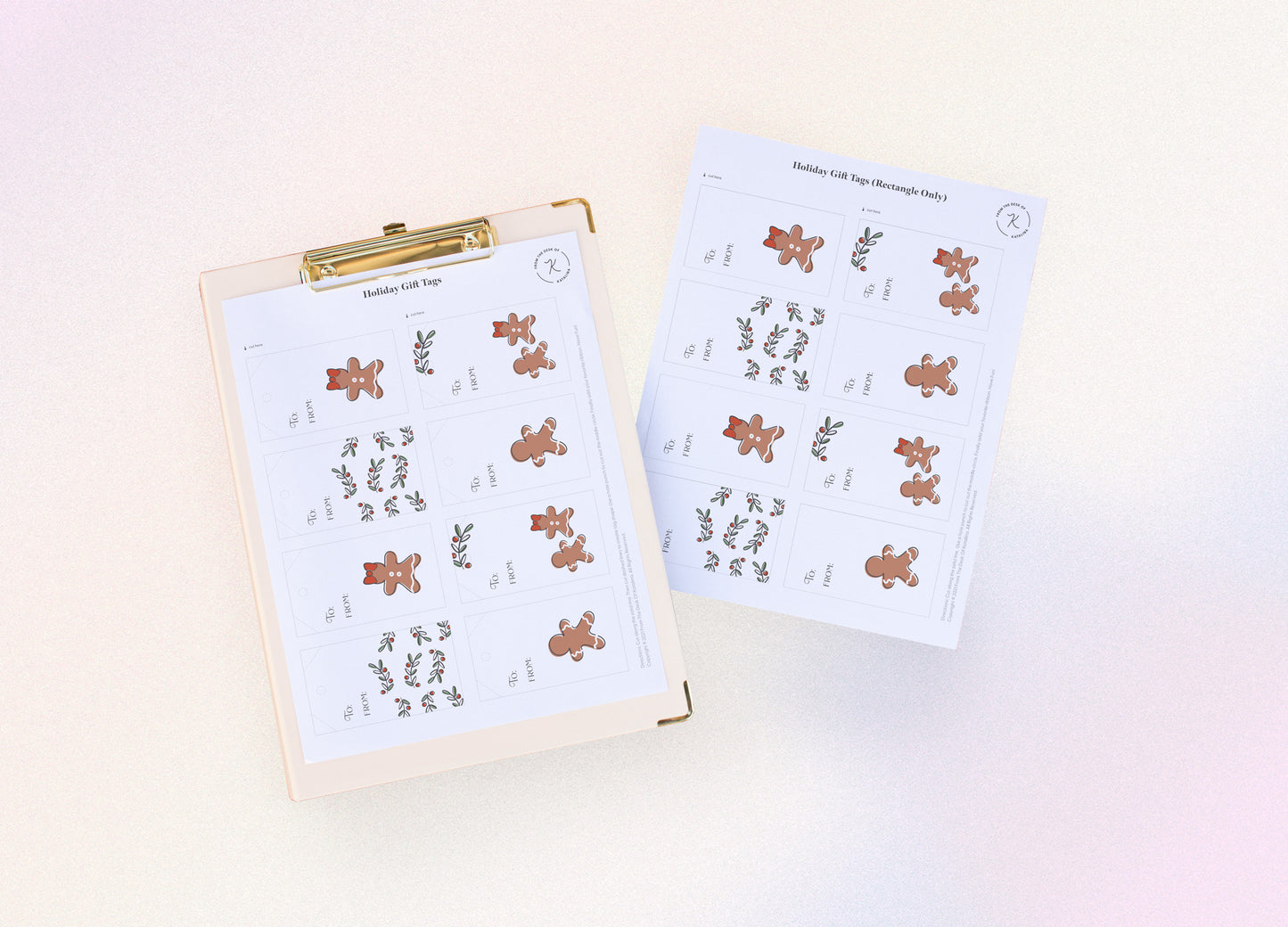 Holly & Spice Holiday Gift Tags - Set of 4 illustrated printable Christmas tags