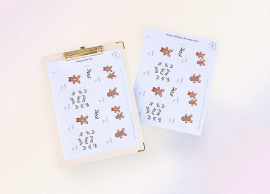 Holly & Spice Holiday Gift Tags - Set of 4 illustrated printable Christmas tags