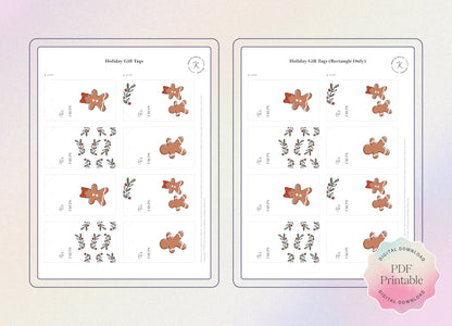 Holly & Spice Holiday Gift Tags - Set of 4 illustrated printable Christmas tags