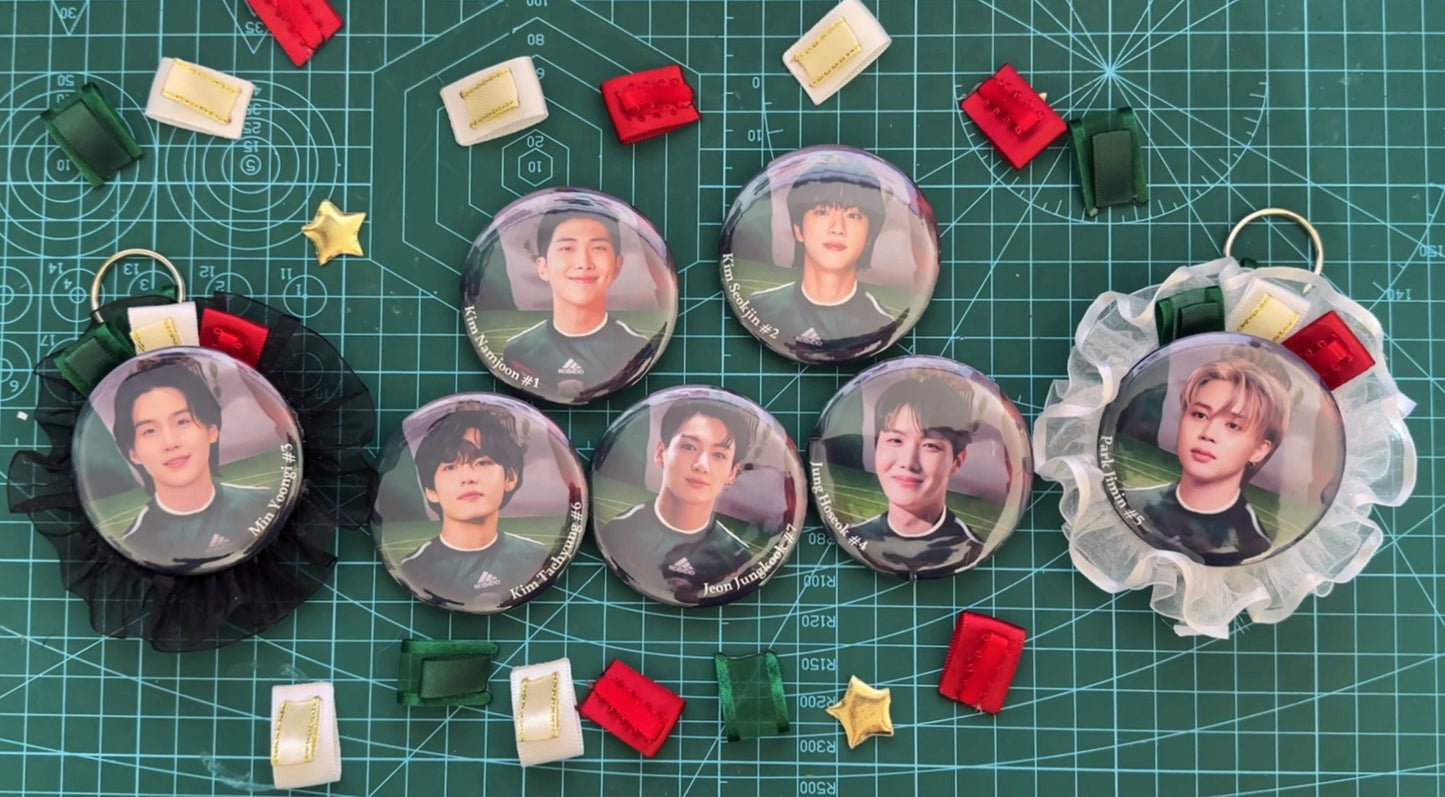 Bangtan MX Collection | Button Ribbon Keychain/Pin Combo