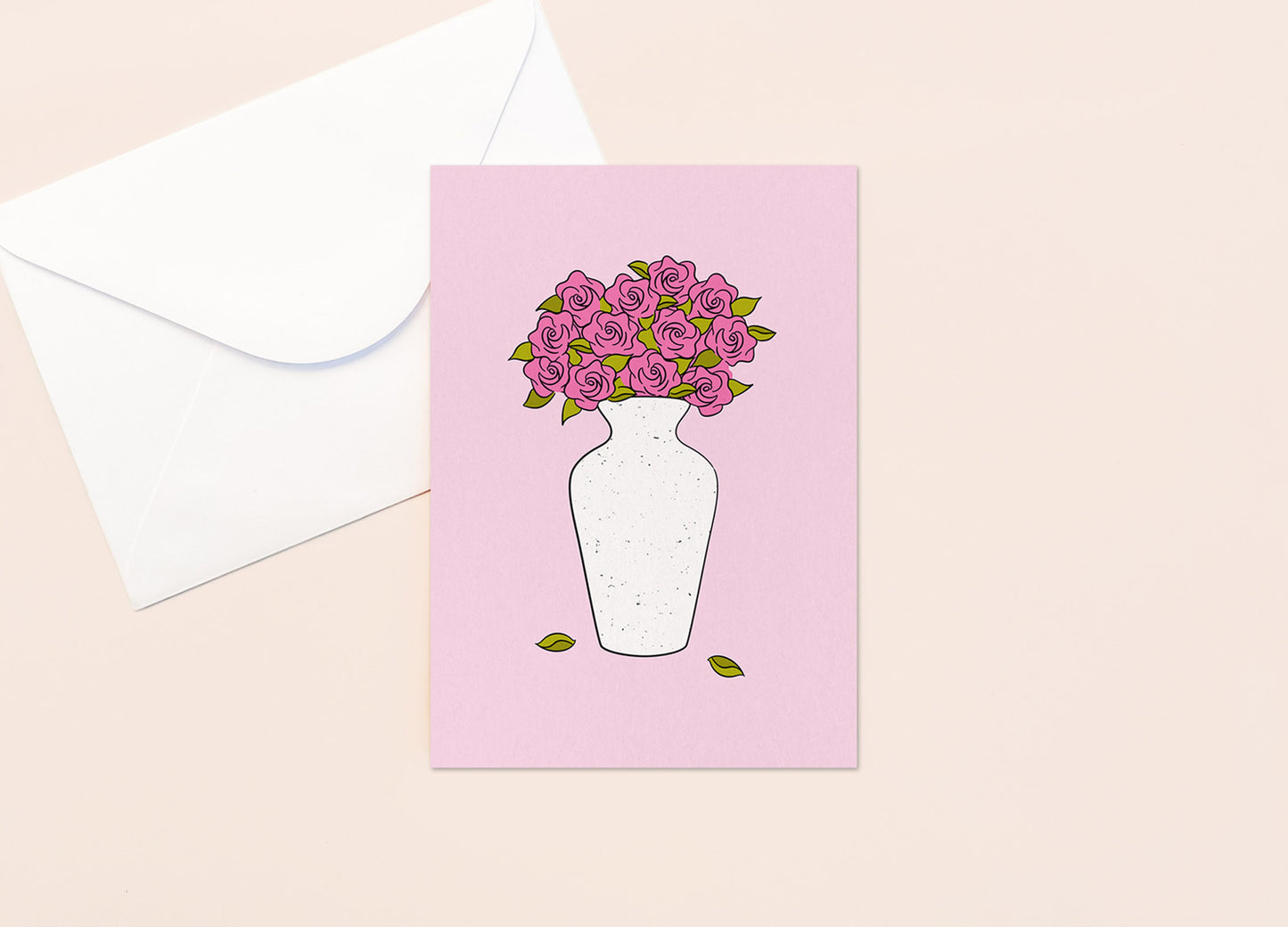 Fresh Cut Pink Roses | Greeting Card