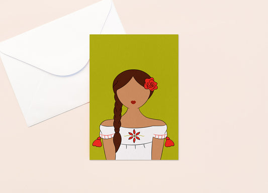 Rosalinda La Guarecita Mexican Doll | Greeting Card